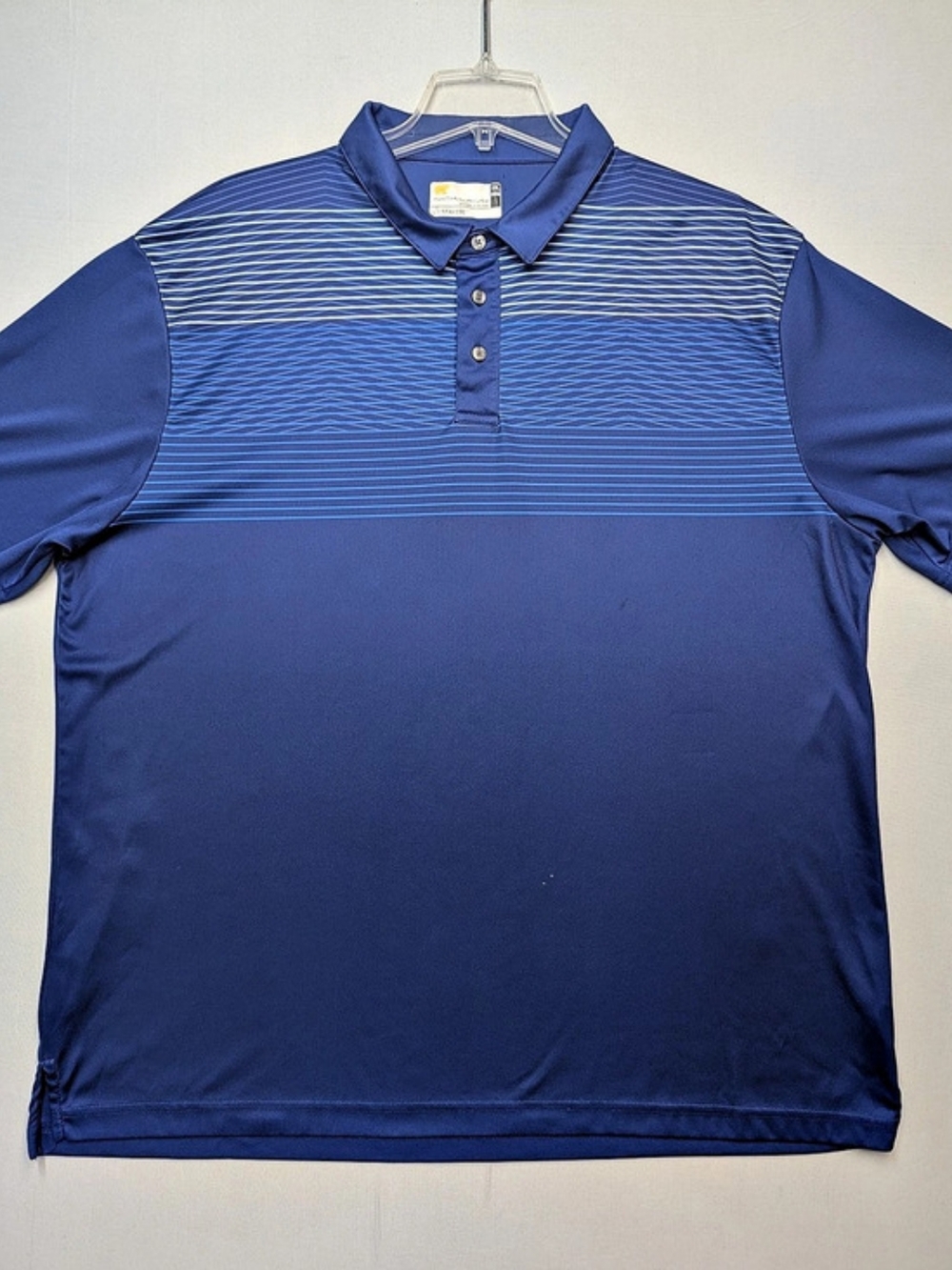 Jack Nicklaus StayDri Performance Blue/Navy Striped Golf Polo Shirt Mens 2XL
